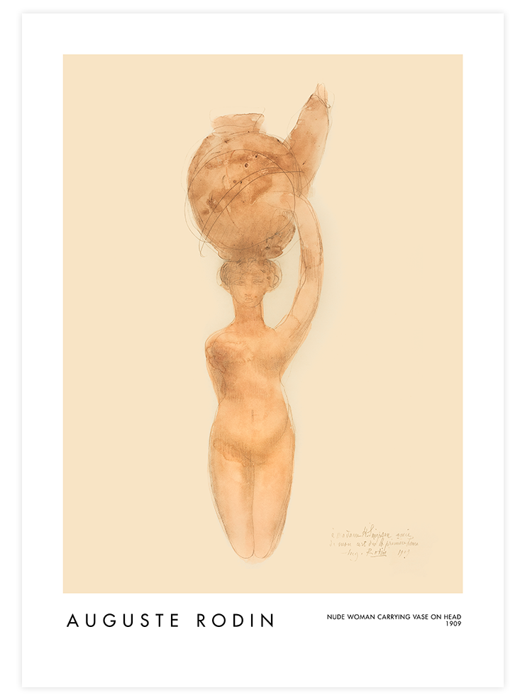 Rodin Nude Woman Carrying Vase On Head - Art Print Ürün ana görseli