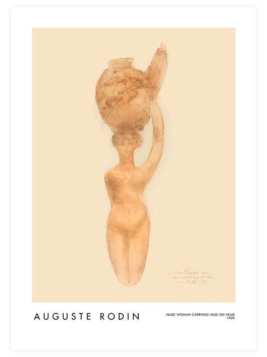 Rodin Nude Woman Carrying Vase On Head - Fine Art Poster