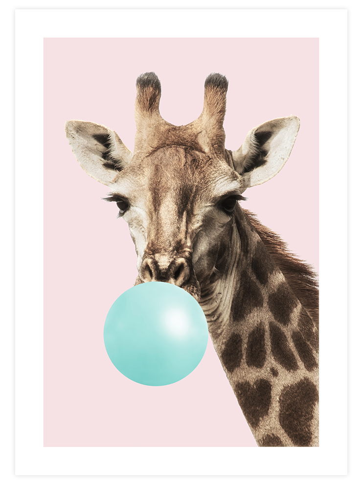 Sakız Şişiren Zürafa - Art Print
