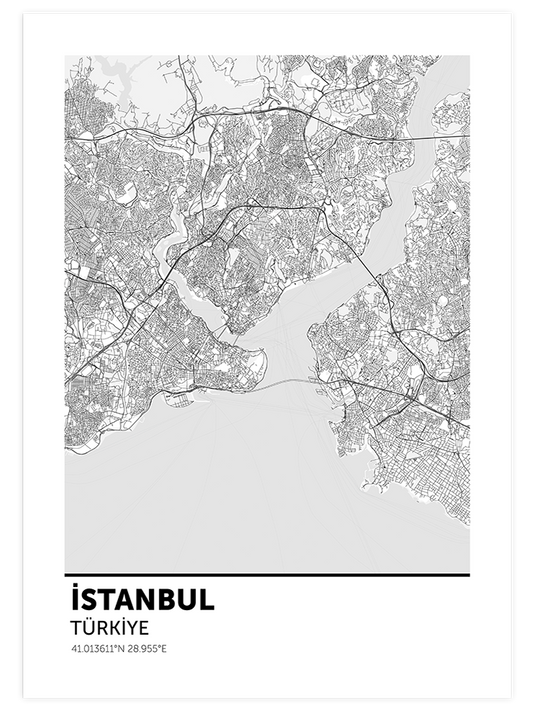 Şehir Haritası Kişiye Özel Poster - Giclée Baskı