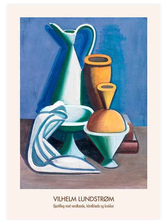 Vilhelm Lundstrom Still Life With Water Jug, Towel And Jars - Fine Art Poster