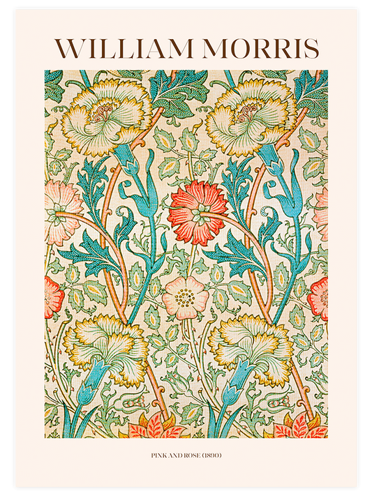 William Morris Pink And Rose Poster - Giclée Baskı