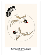 Yatsuo No Tsubaki Birds And Butterfly - Art Print