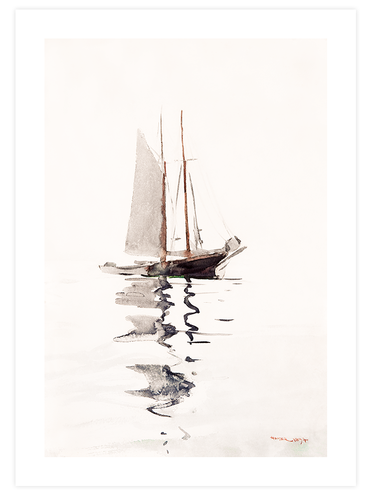 Winslow Homer Two–masted Schooner with Dory - Art Print Ürün ana görseli