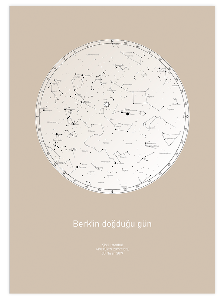 Yıldız Haritası N3 Kişiye Özel - Art Print Çocuk Odası Poster