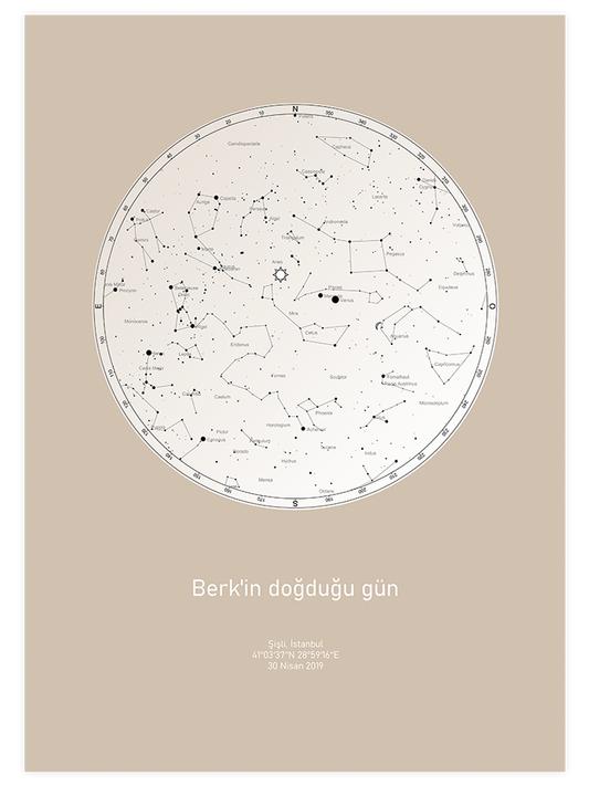 Yıldız Haritası N3 - Kişiye Özel Fine Art Poster