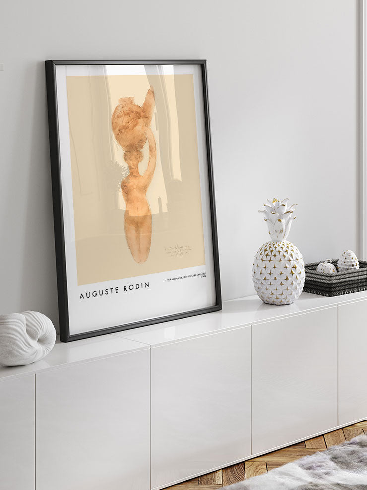 Rodin Nude Woman Carrying Vase On Head - Art Print Ürün ikincil görseli