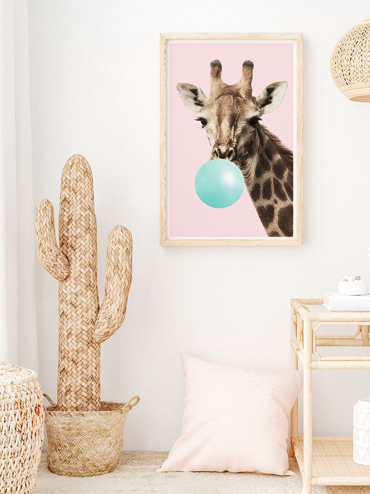 Sakız Şişiren Zürafa - Art Print Ürün ikincil görseli