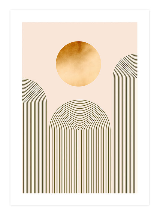 Abstract Green & Beige Poster Seti