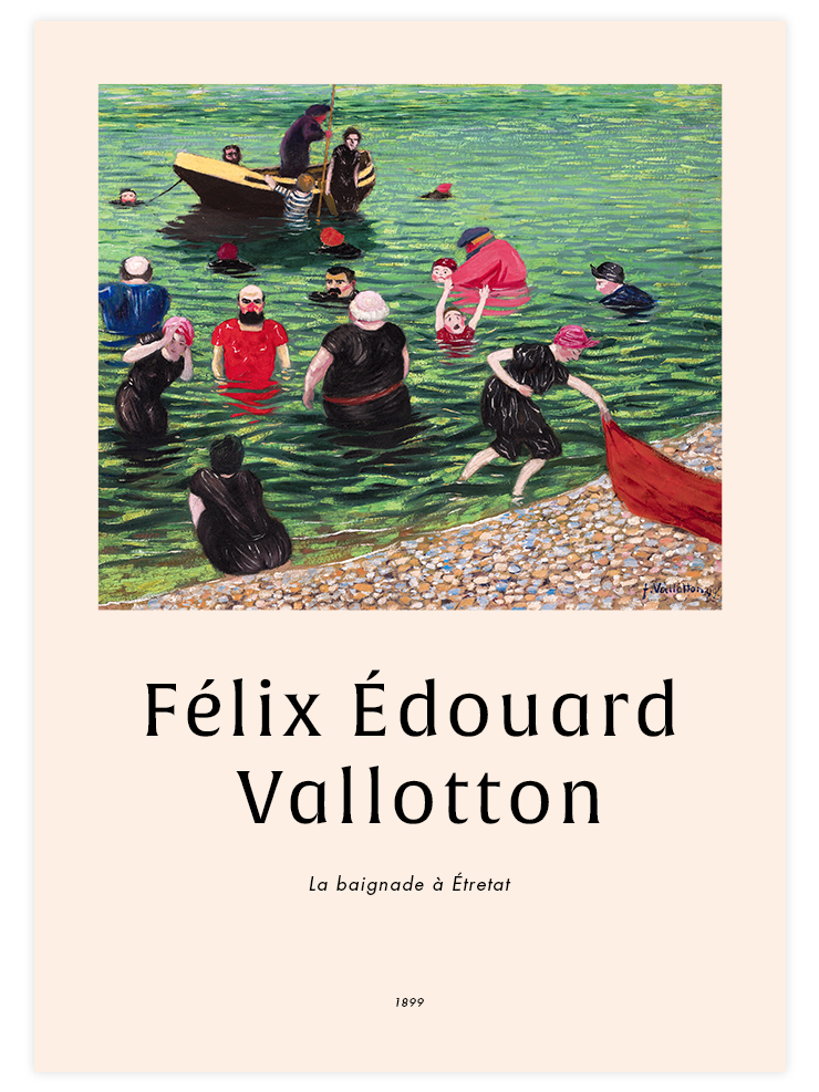 Vallotton Bathing in Etretat - Art Print Ürün ana görseli