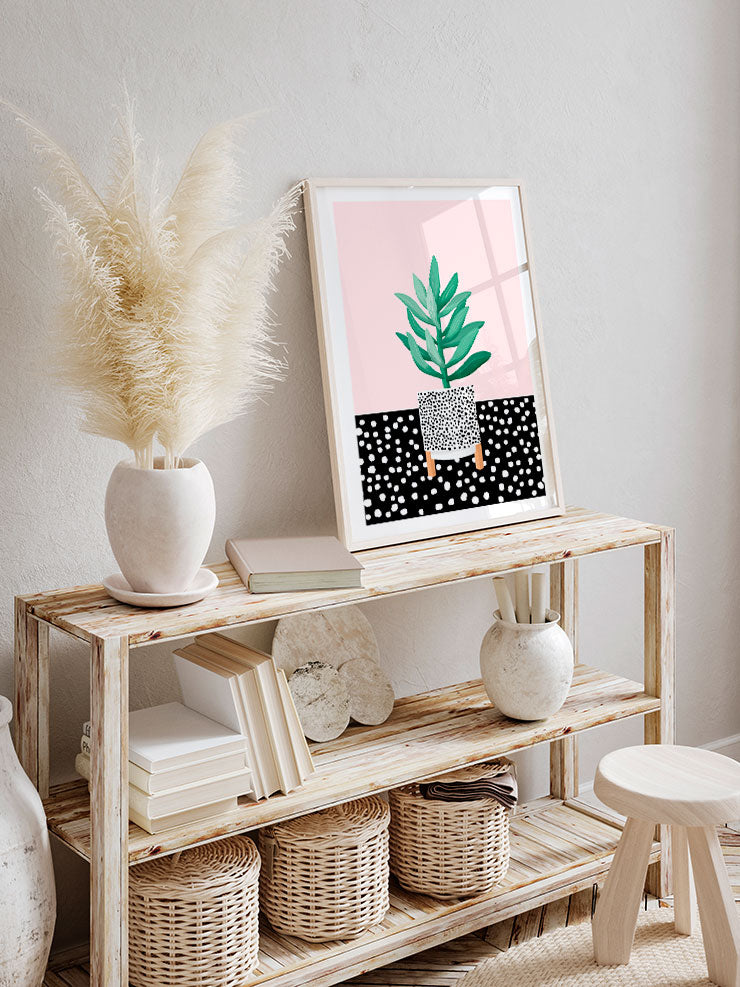 Puantiyeli Vazo - Art Print Ürün ikincil görseli