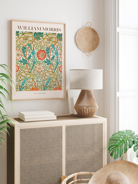 William Morris Pink And Rose Poster - Giclée Baskı